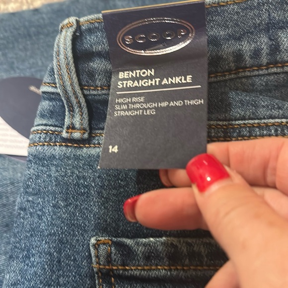 Scoop NYC Blue Straight Leg Jeans with Distressed Details - Picture 6 of 6